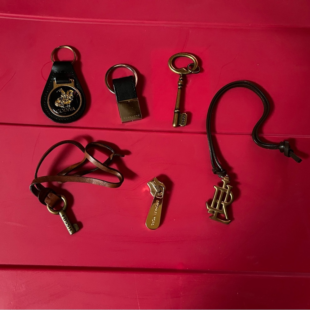 Assorted Keychains with Leather and Metal Accents